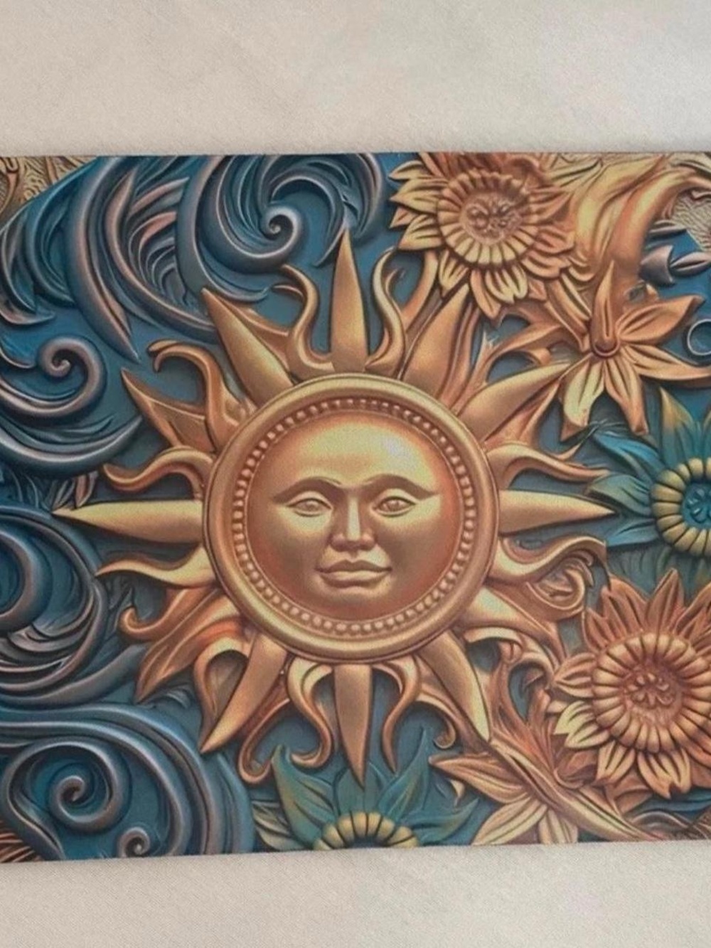 Sunburst Floral Mousepad - Gold and Teal